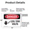 Signmission 120 208 Volts Danger Sign, Plastic, 14in W x 10in L, 2PK OS-2PACK-DS-P-1014-L-1004 - alternate 7